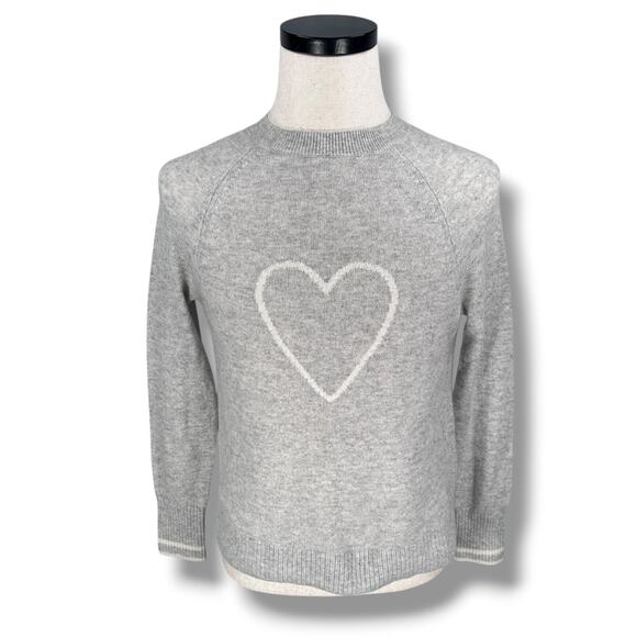 The White Label Company Heart Sweater Women's XS Heather Gray 100% Cashmere Knit - Picture 1 of 11